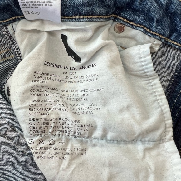 Adriano Goldschmied Saige Mid-Rise Wide Leg Crop Jeans Raw Hem, Medium Blue, 32 - Picture 12 of 13